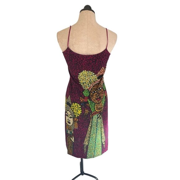 Custo Barcelona Vintage Y2K Slip Dress Size Large Mesh Overlay Magenta Purple - Picture 10 of 13